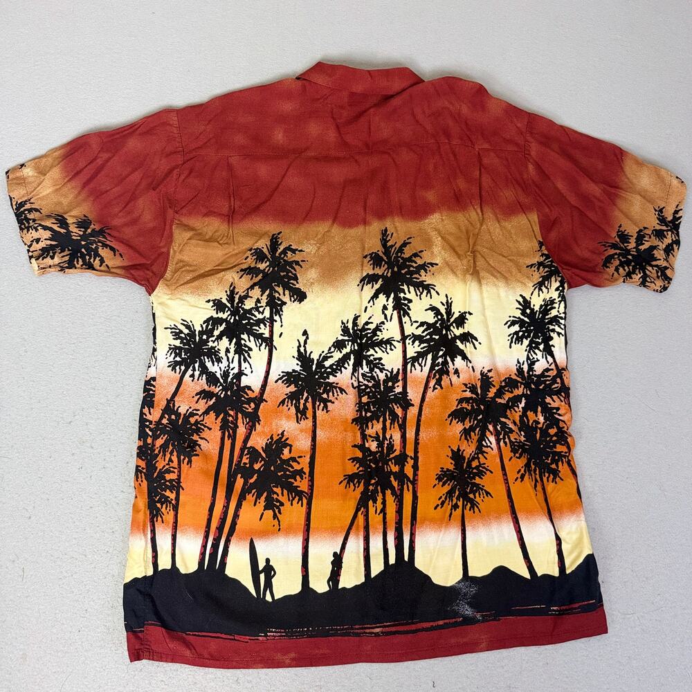 Vintage 90s Pineapple Connection Hawaiian Shirt XL Rayon Sunset Surf Palm